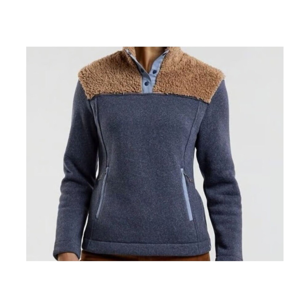Title nine Navy Pullover with Tan Sherpa Yoke
